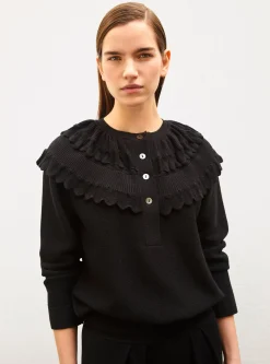 blouse en maille à maxi col