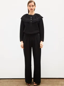 blouse en maille à maxi col