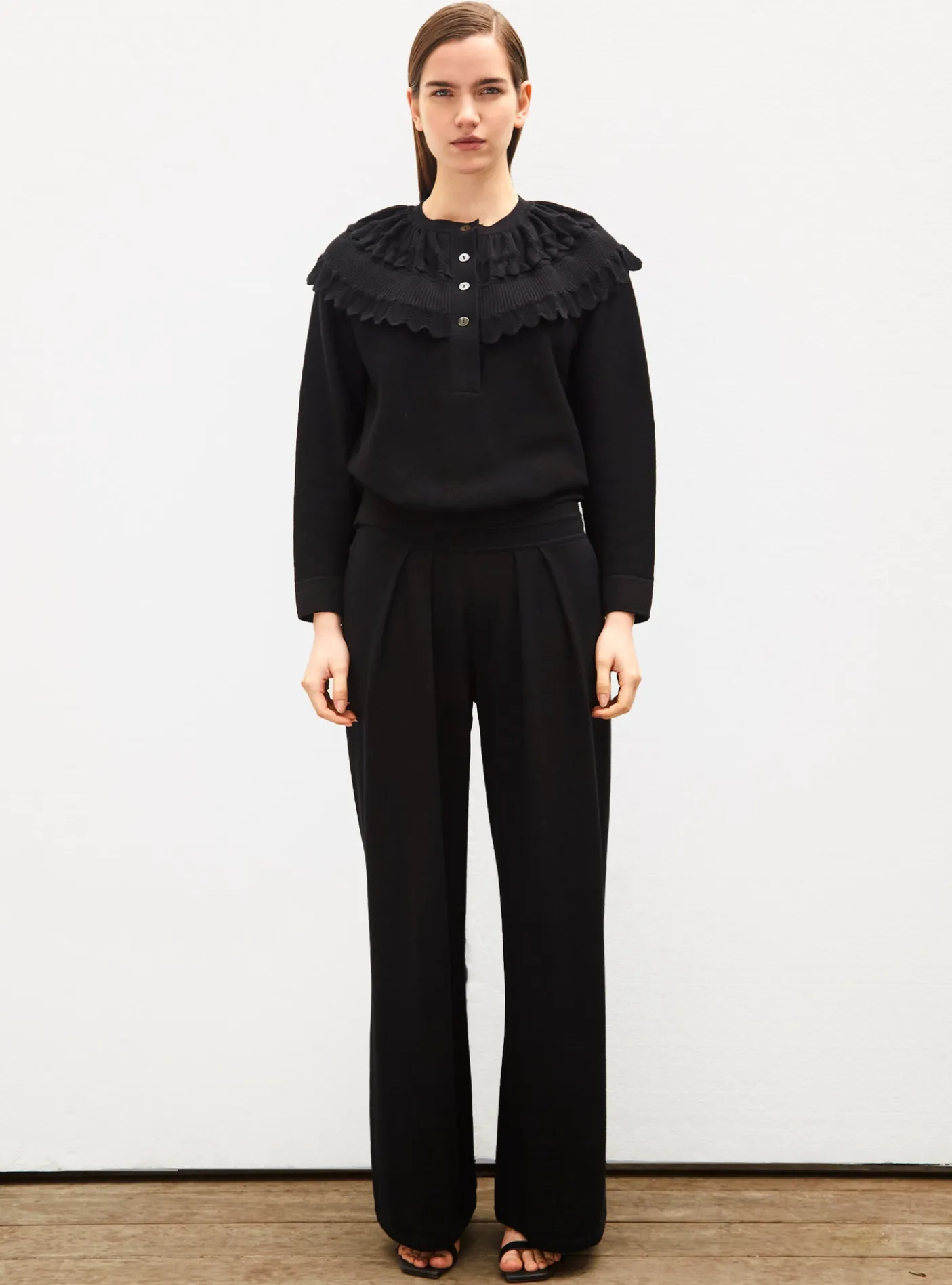 blouse en maille à maxi col