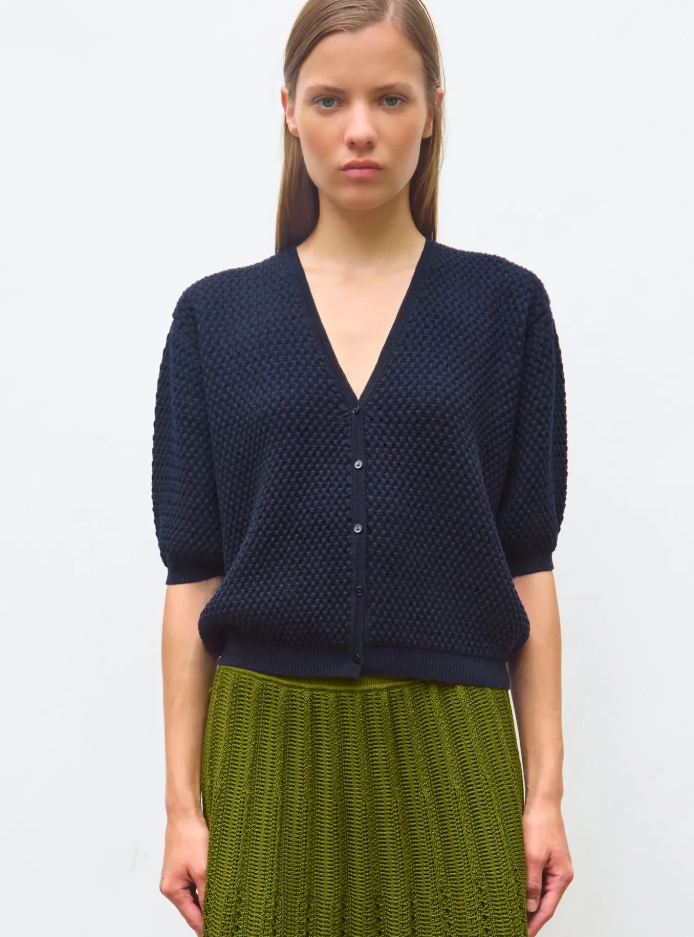 cardigan v maille cloquée