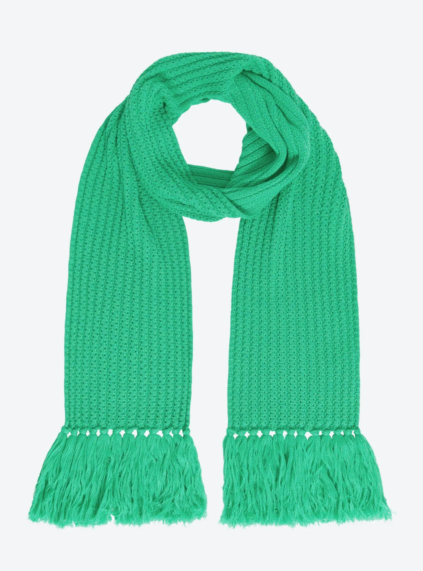 écharpe longue maille à franges