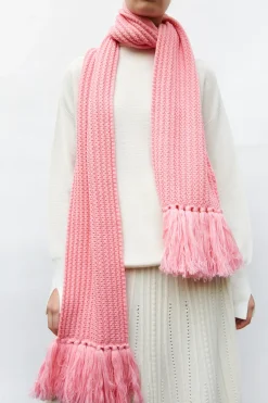 écharpe longue maille à franges