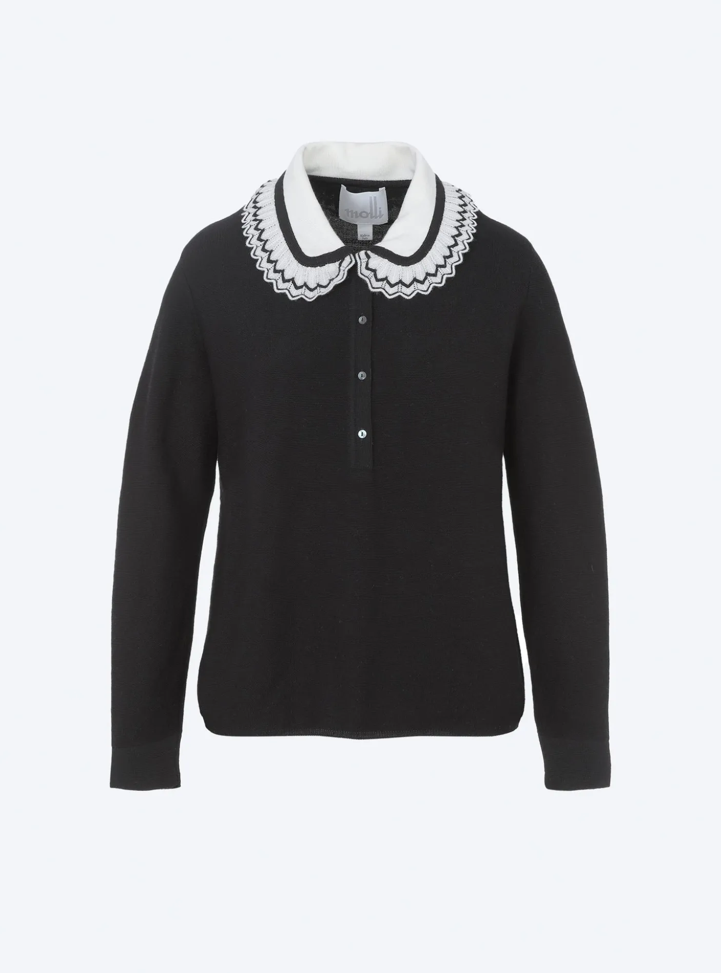 chemise en maille col volanté