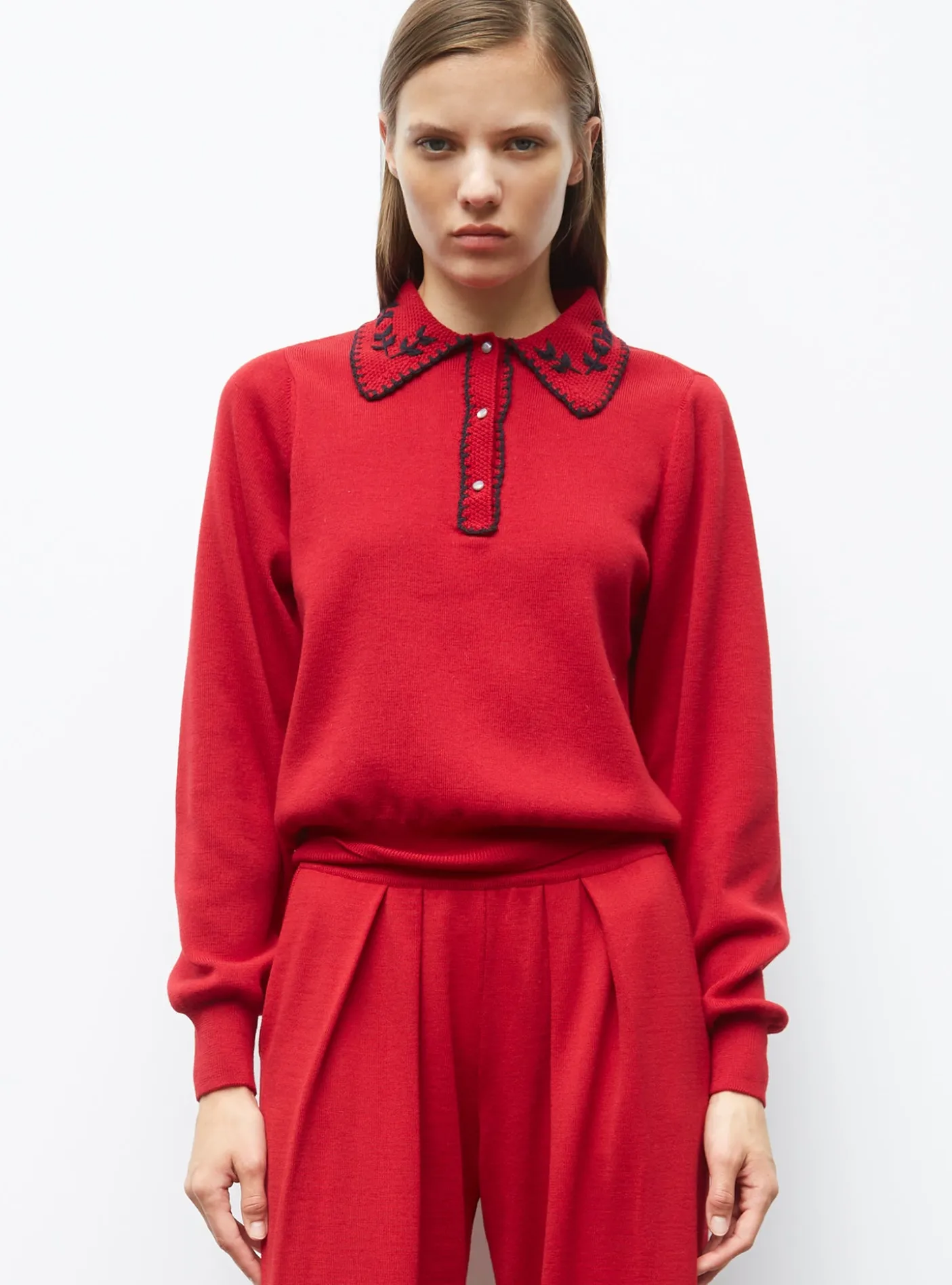 chemise maille brodée main