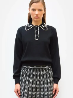 chemise maille brodée main