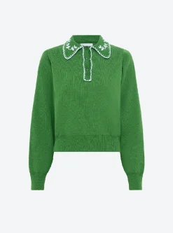 chemise maille brodée main