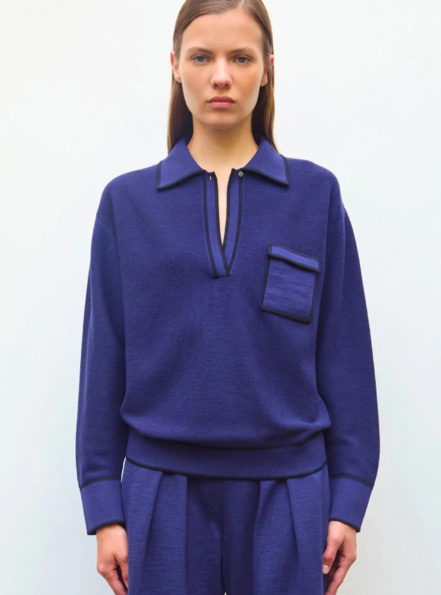 chemise maille col gansé