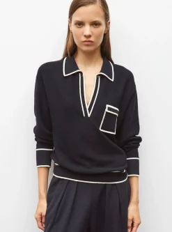chemise maille col gansé