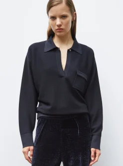 chemise maille col gansé