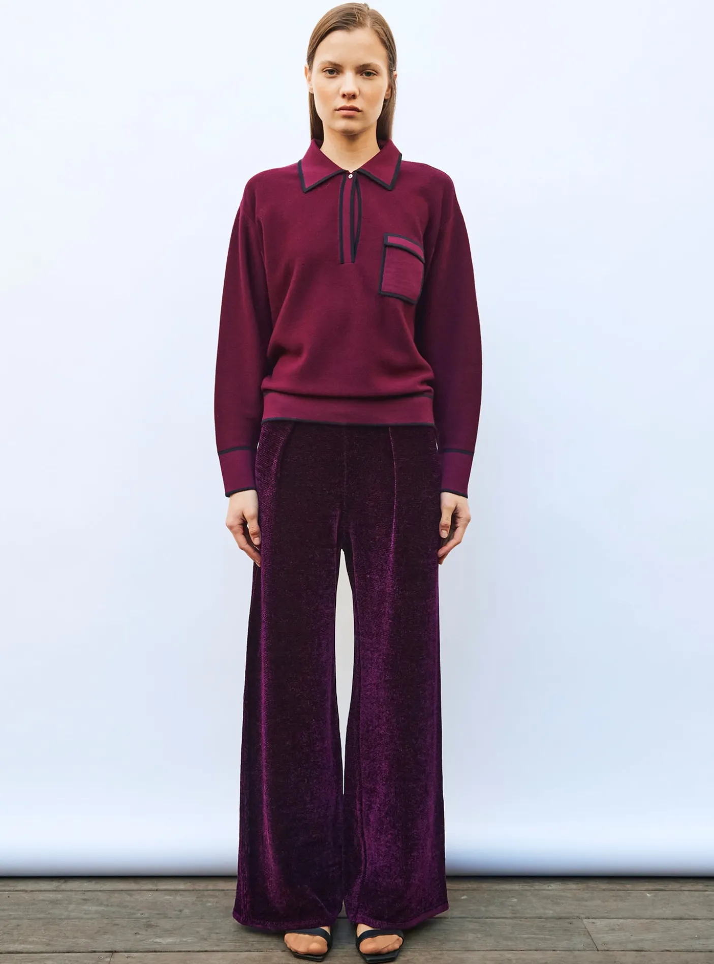 chemise maille col gansé