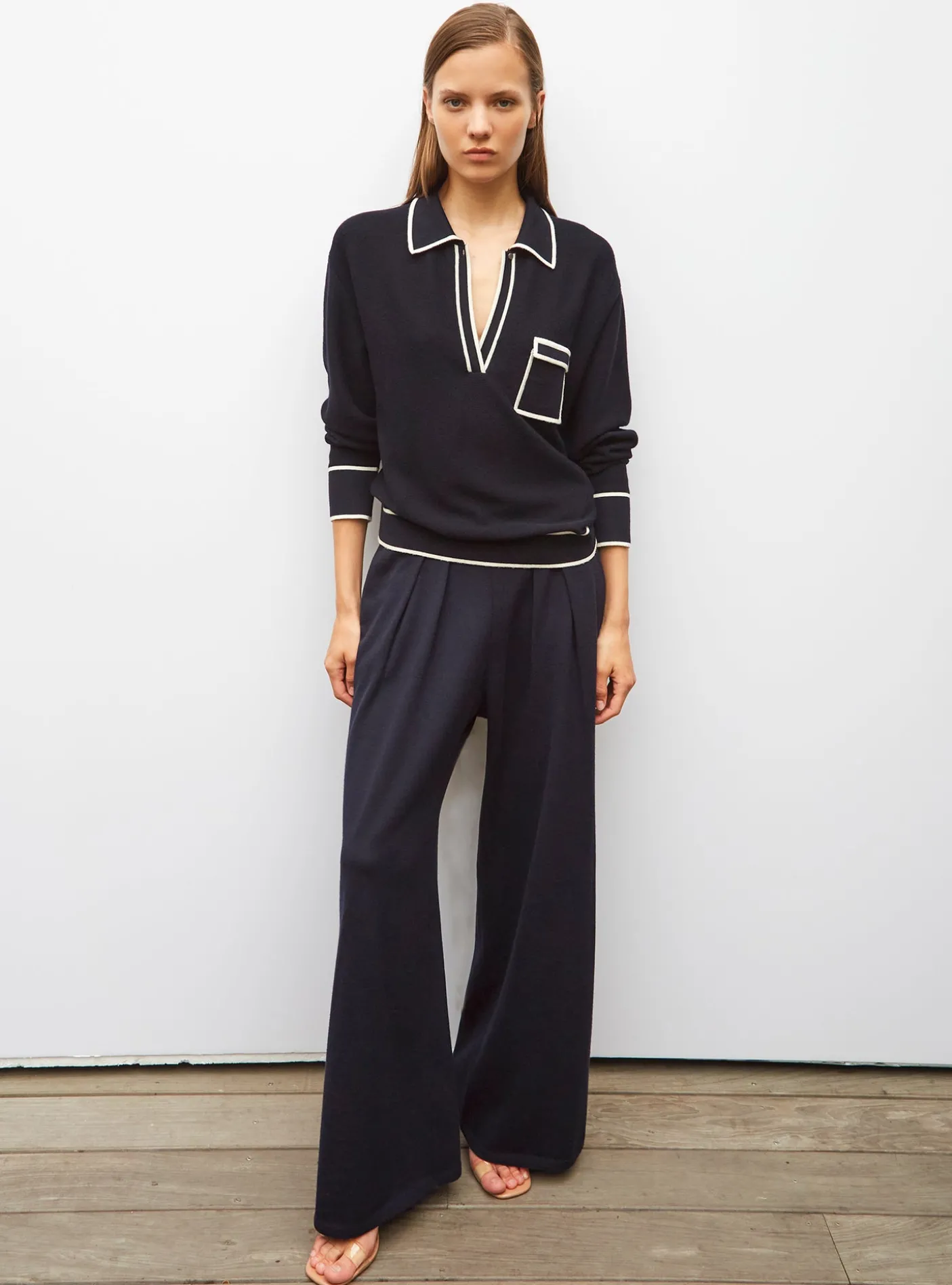 chemise maille col gansé