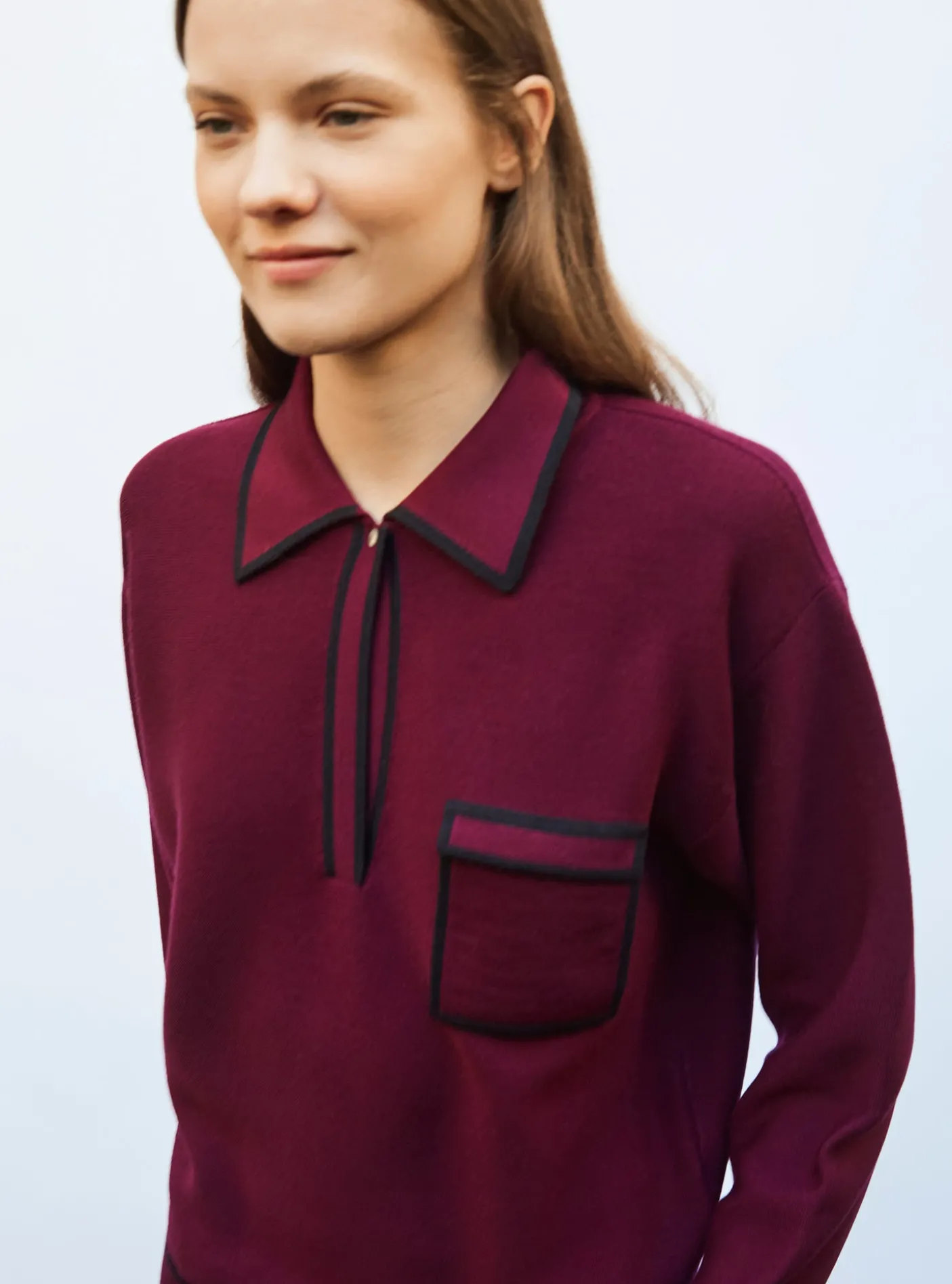 chemise maille col gansé