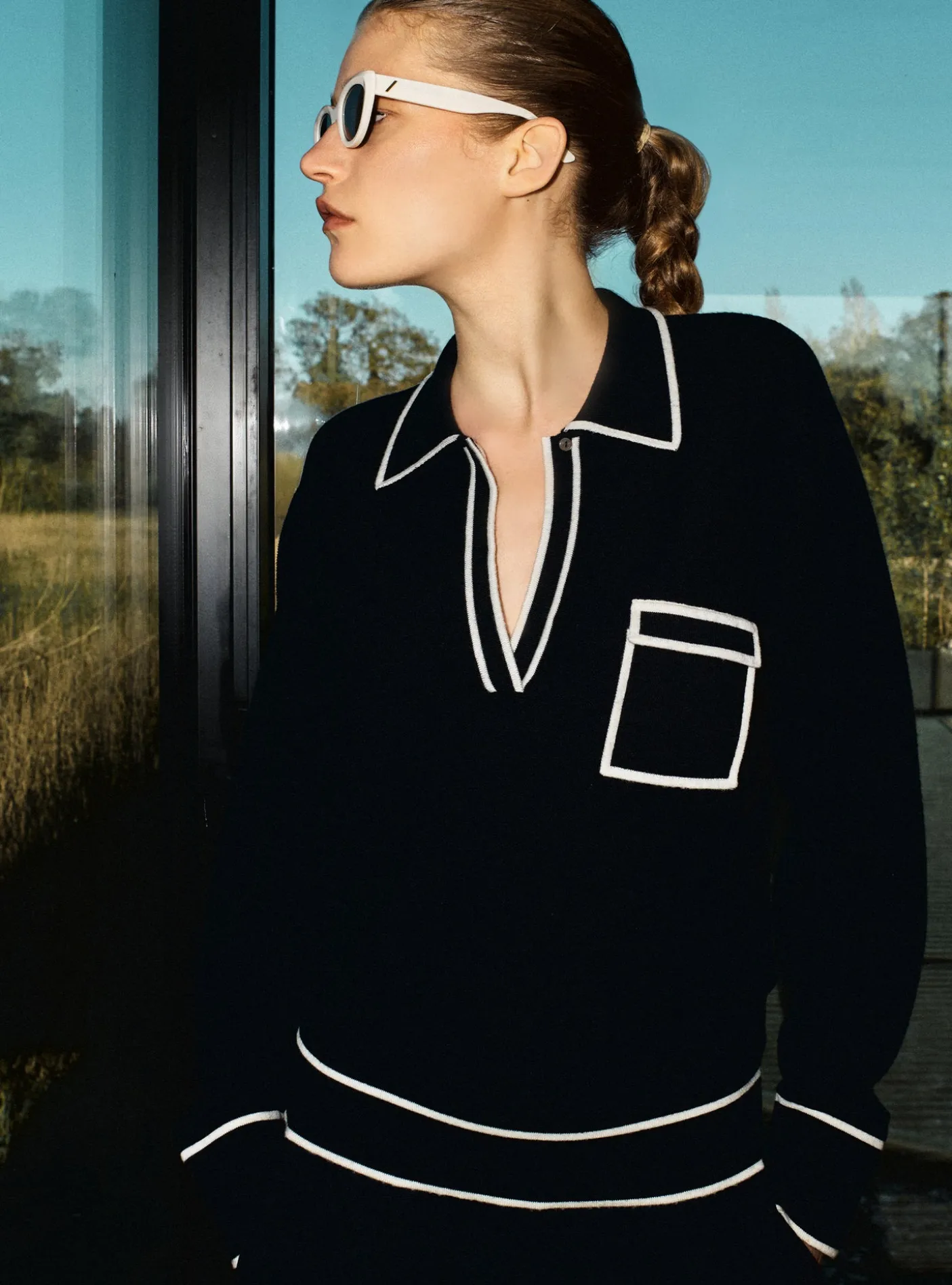 chemise maille col gansé