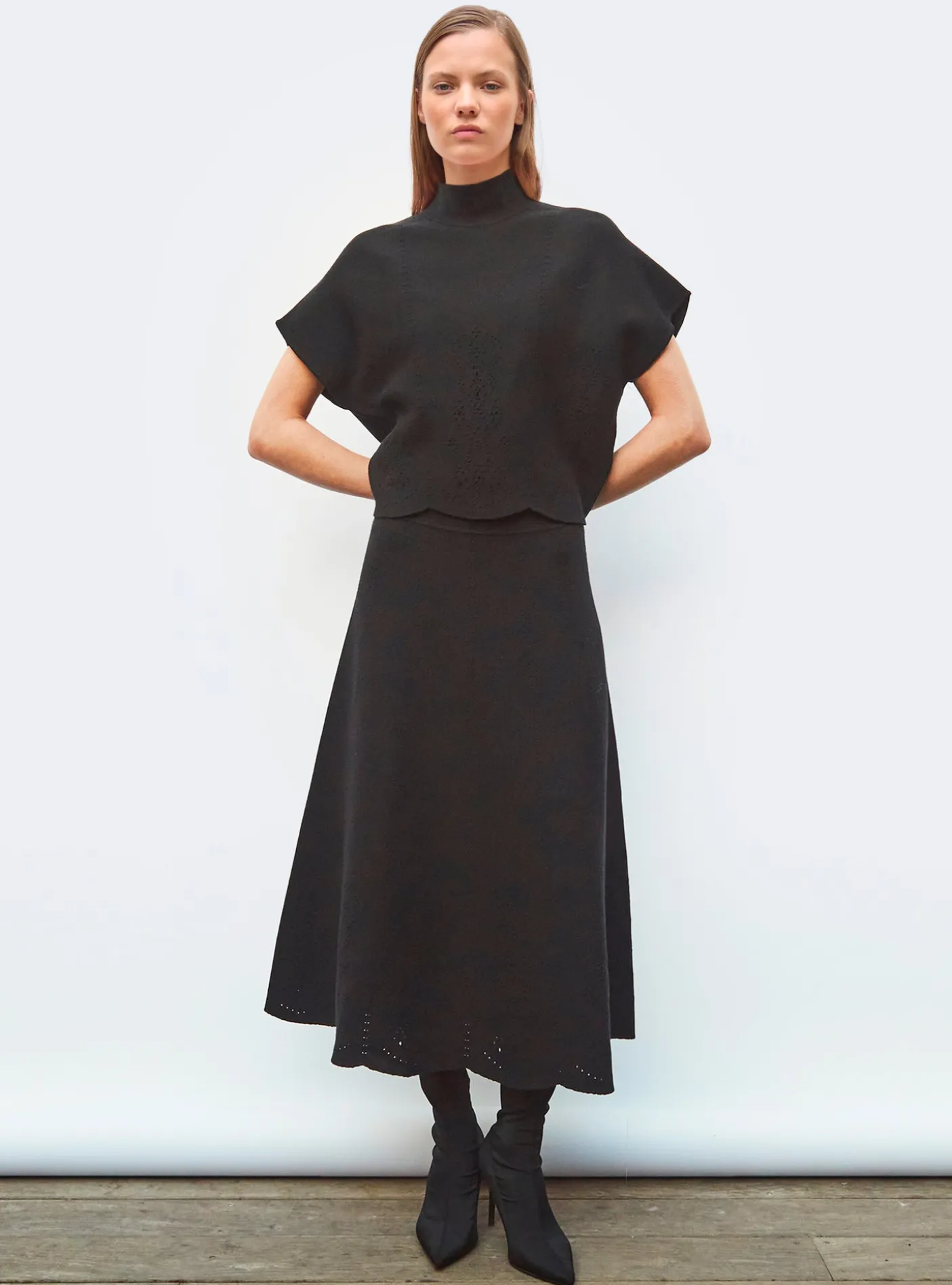 jupe longue maille broderie anglaise
