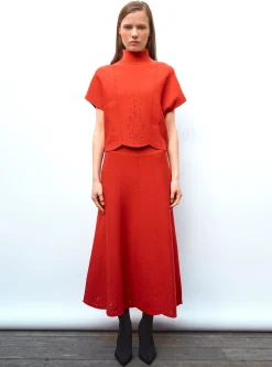 jupe longue maille broderie anglaise