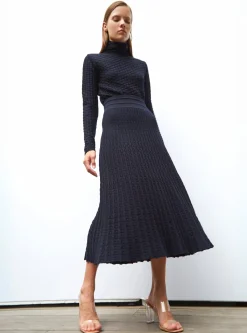 jupe longue maille cannage