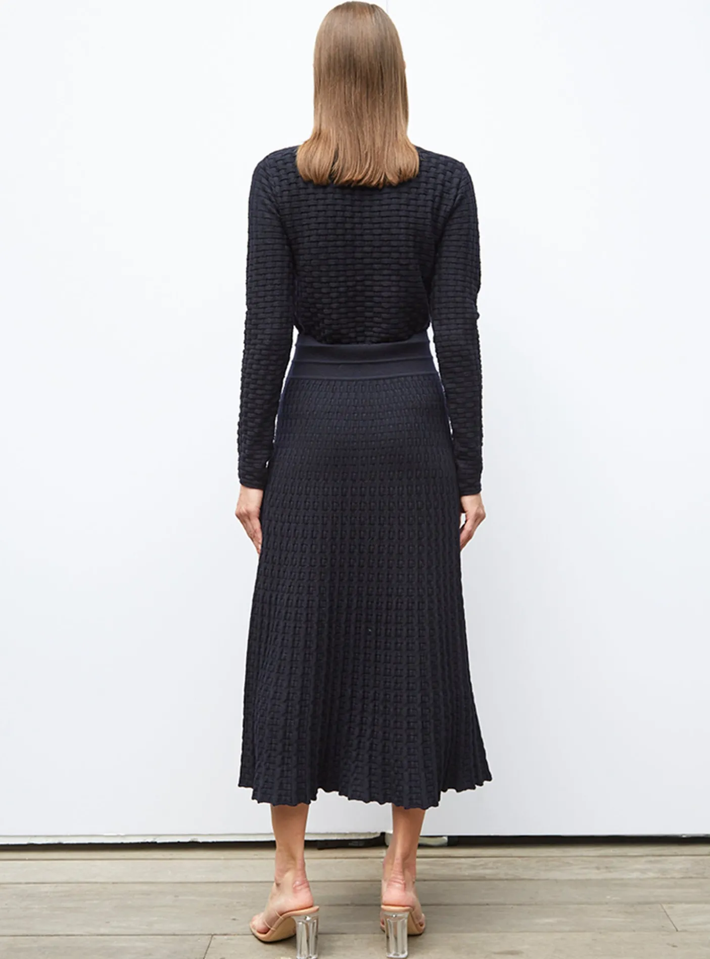 jupe longue maille cannage