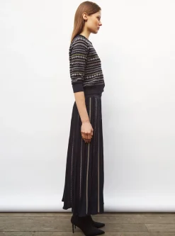 jupe longue maille jacquard fair isle