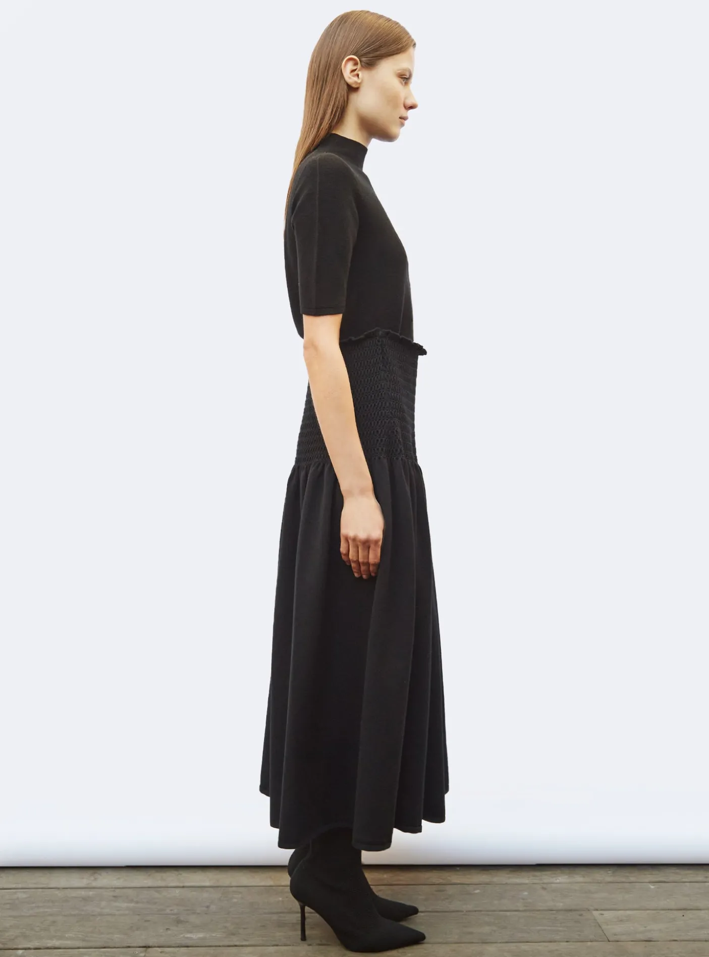 jupe longue maille smockée