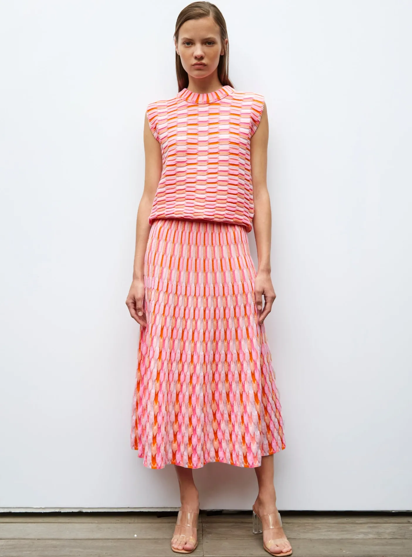 jupe longue maille zellige multicolore