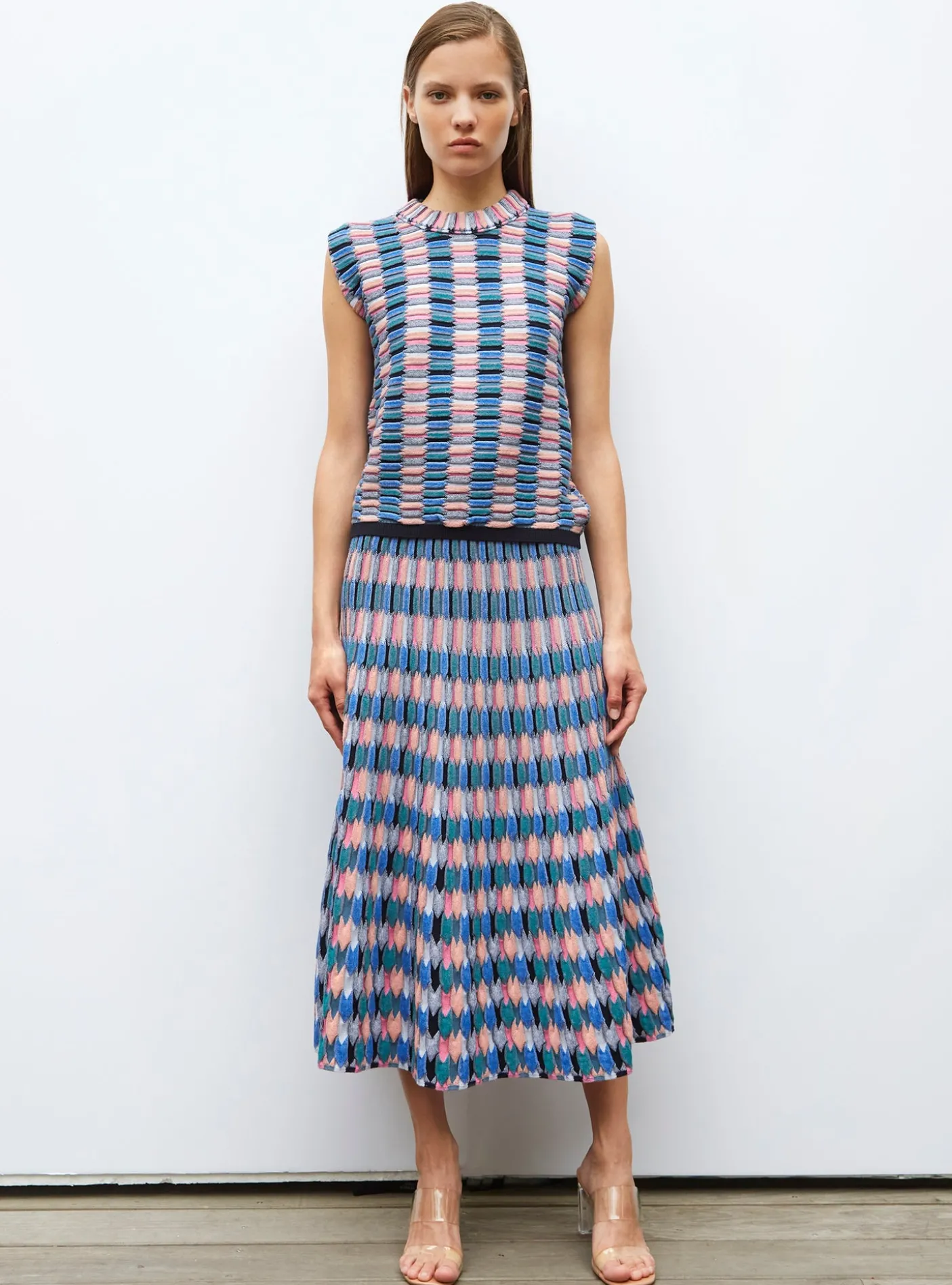 jupe longue maille zellige multicolore
