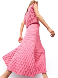 jupe longue maille zellige unie
