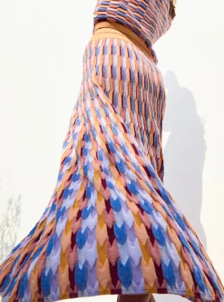 jupe longue maille zellige multicolore