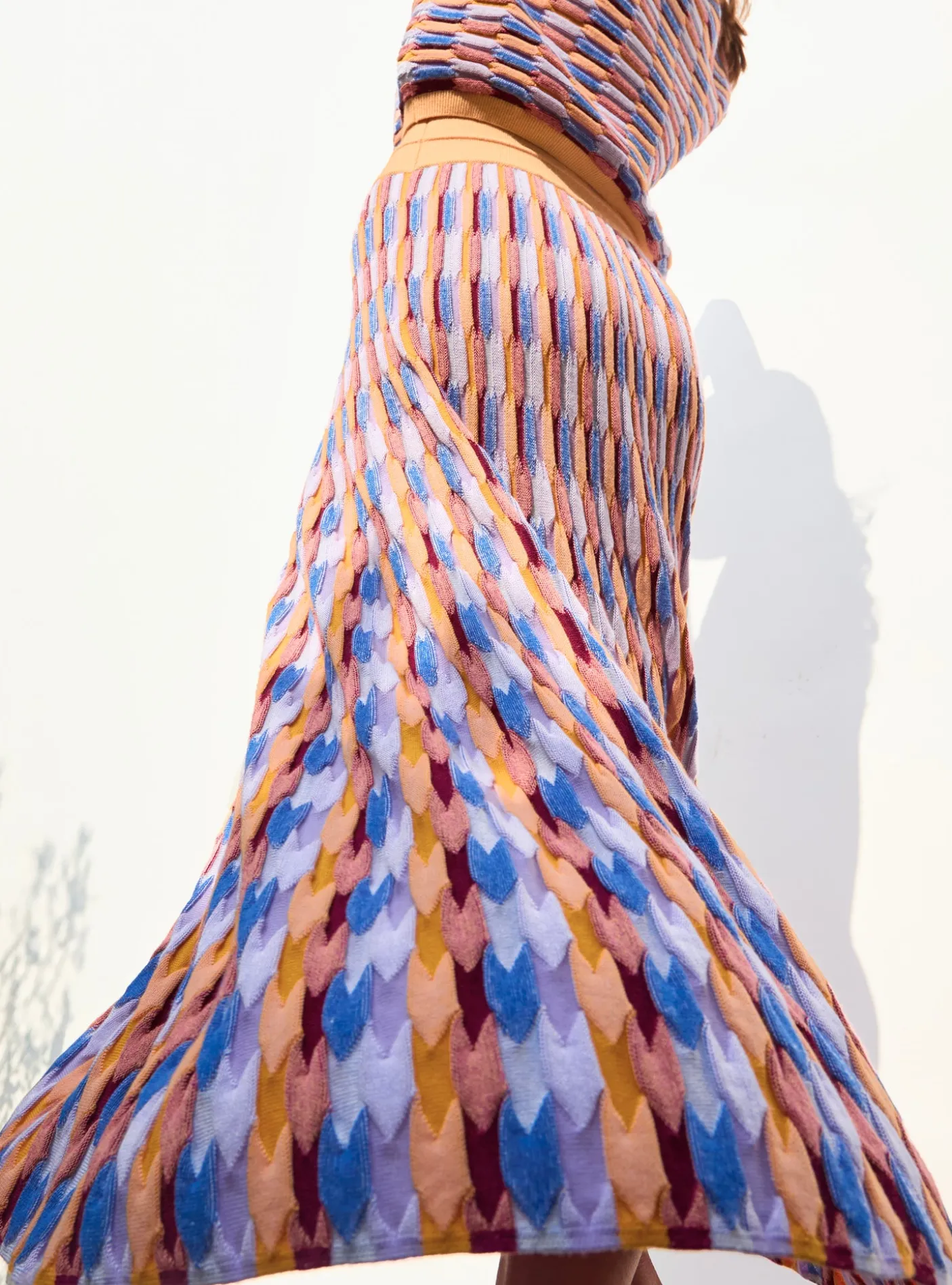 jupe longue maille zellige multicolore