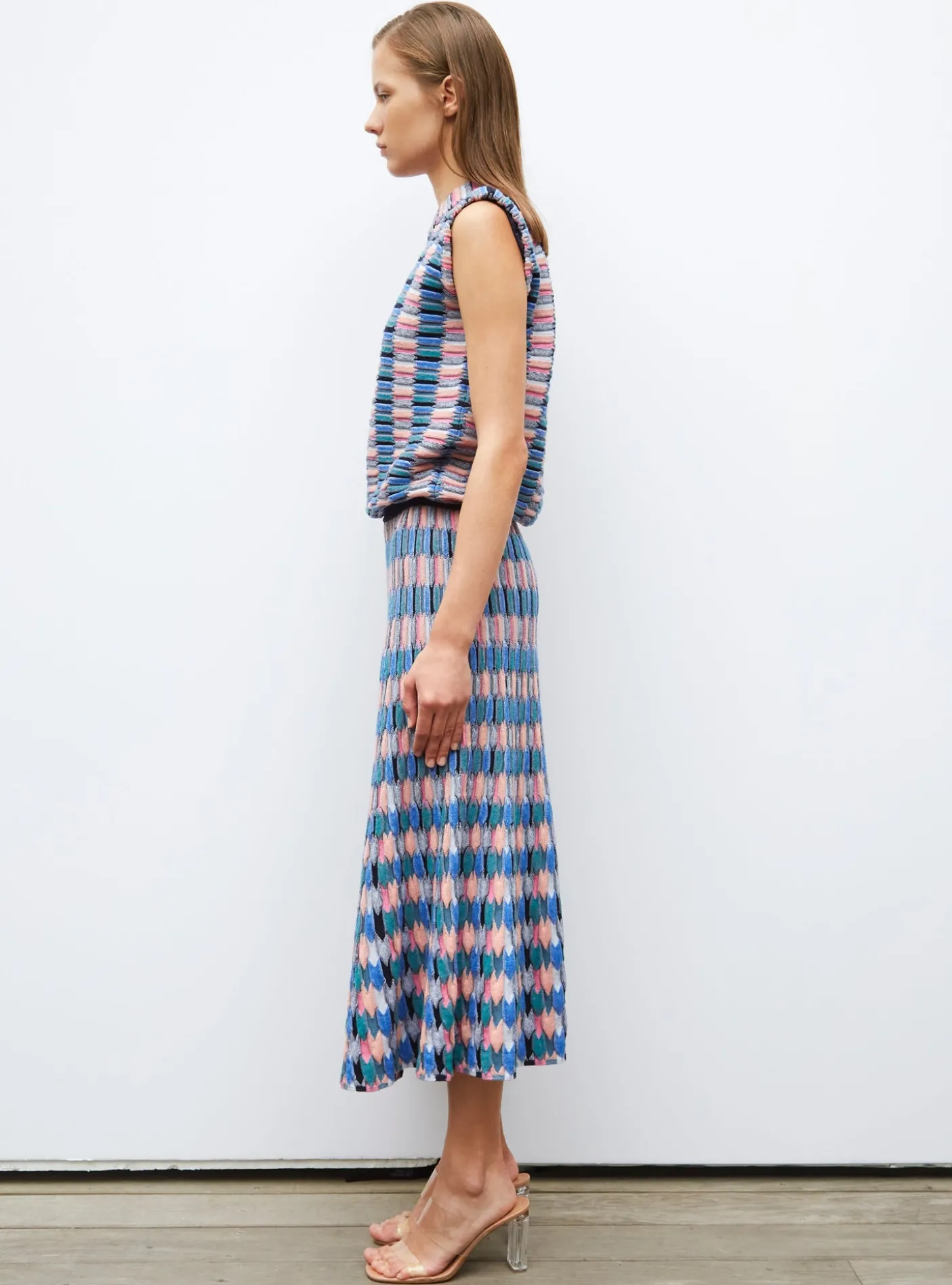 jupe longue maille zellige multicolore