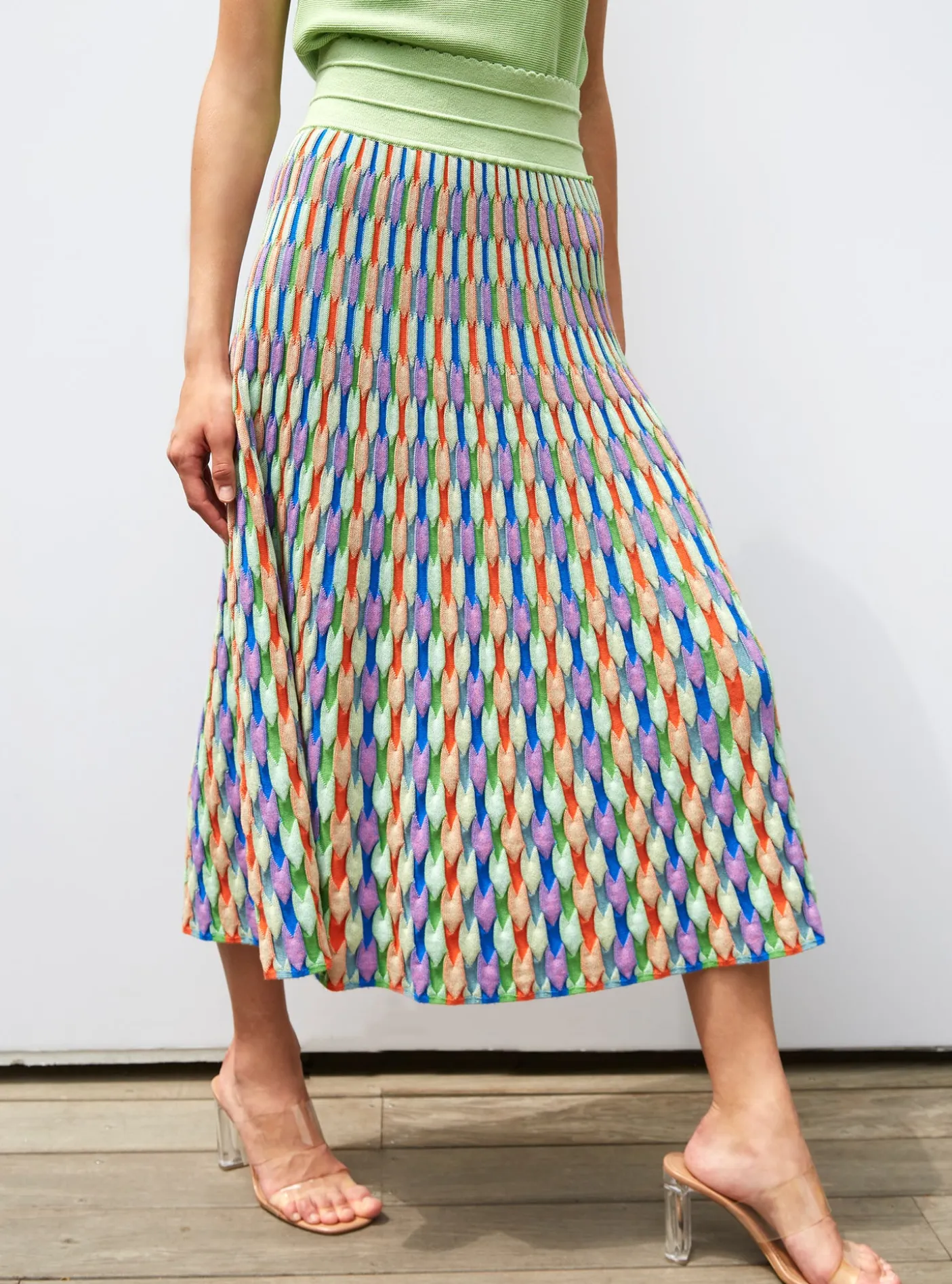 jupe longue maille zellige multicolore