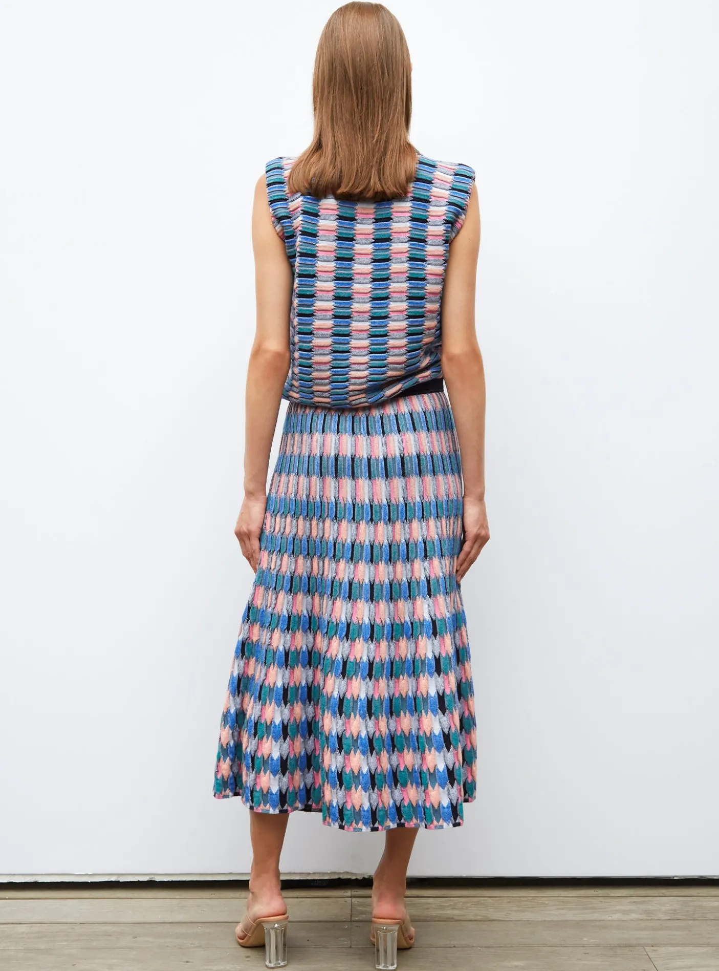jupe longue maille zellige multicolore