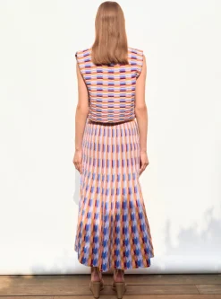 jupe longue maille zellige multicolore