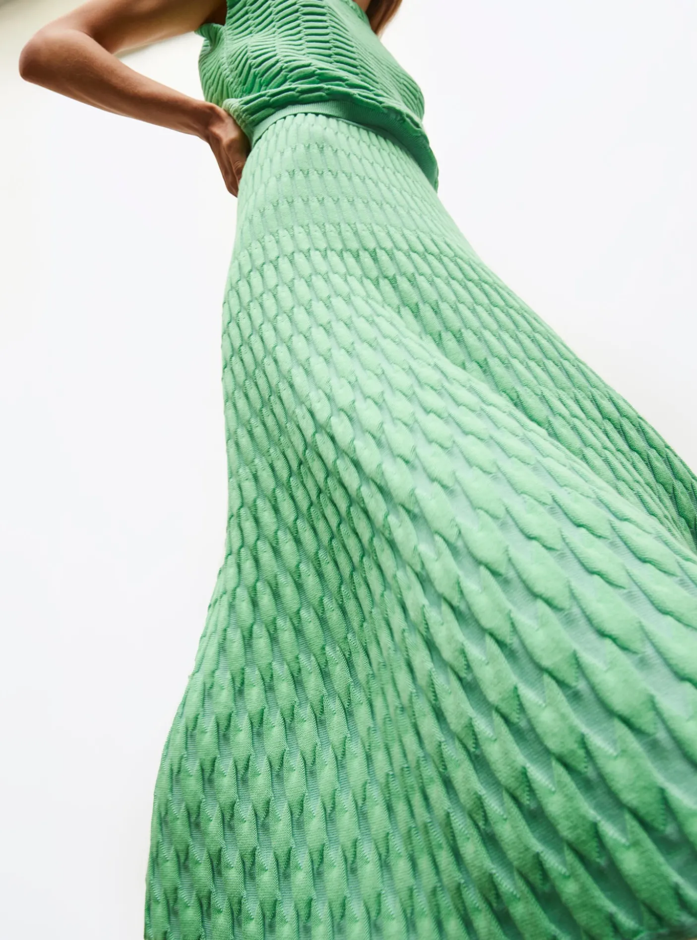 jupe longue maille zellige unie