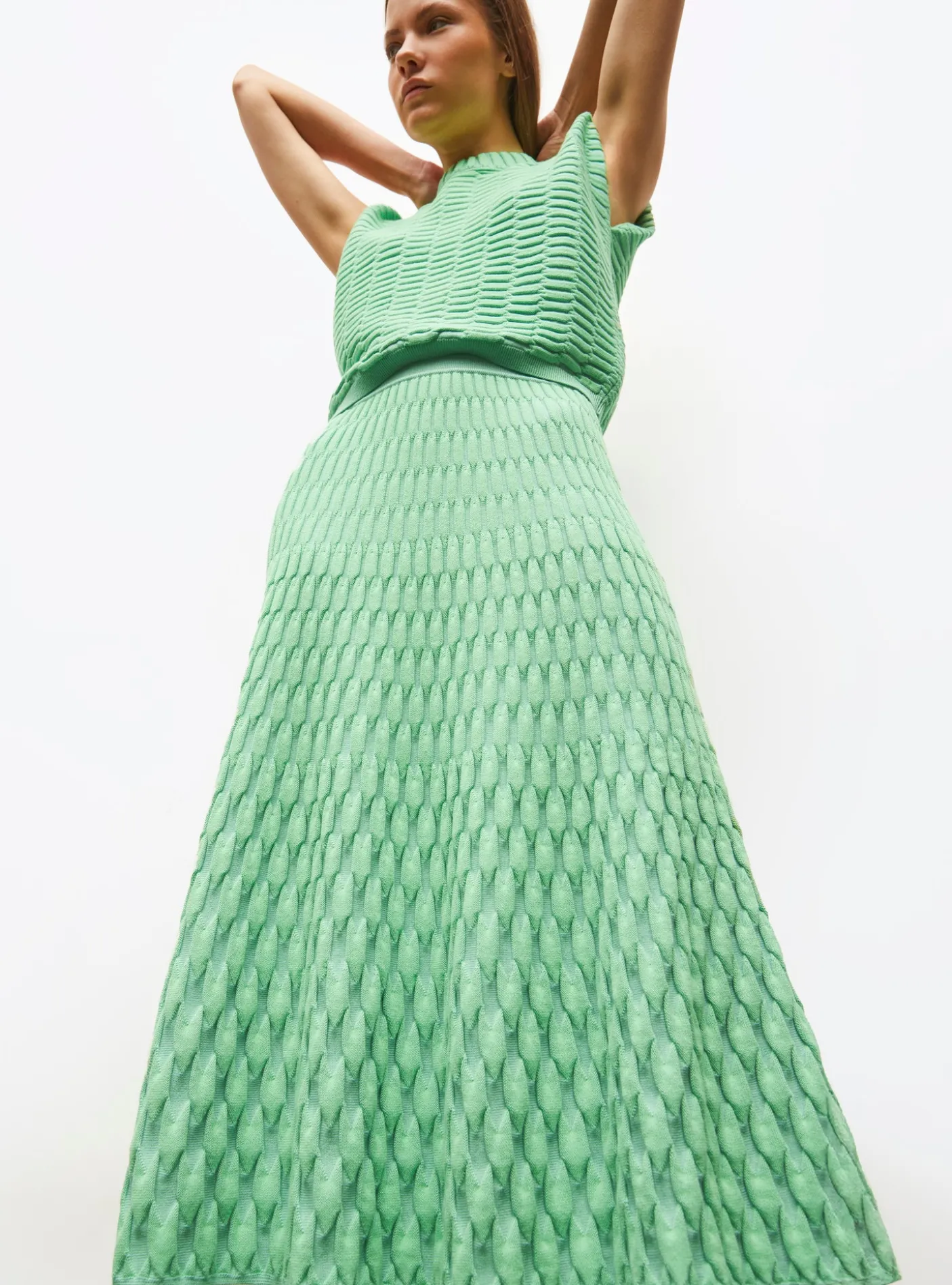 jupe longue maille zellige unie