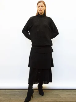 jupe maille pointelle à volants