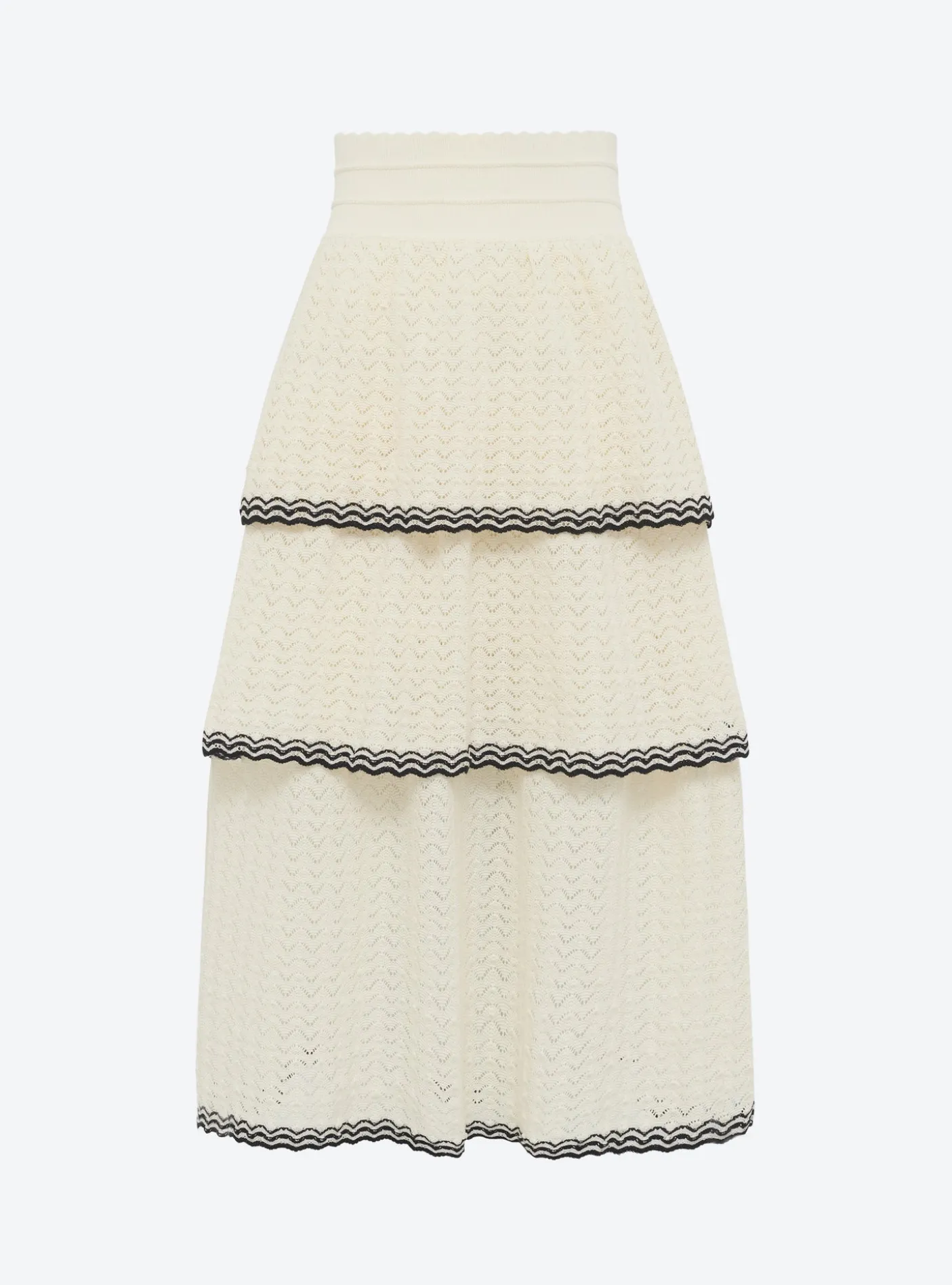 jupe maille pointelle à volants