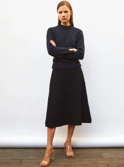 jupe midi maille smockée