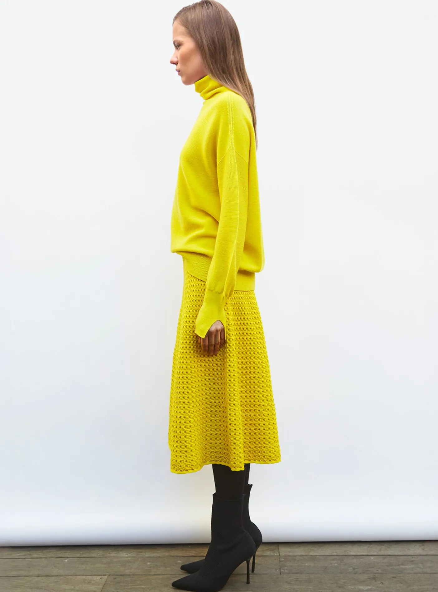jupe midi maille smockée