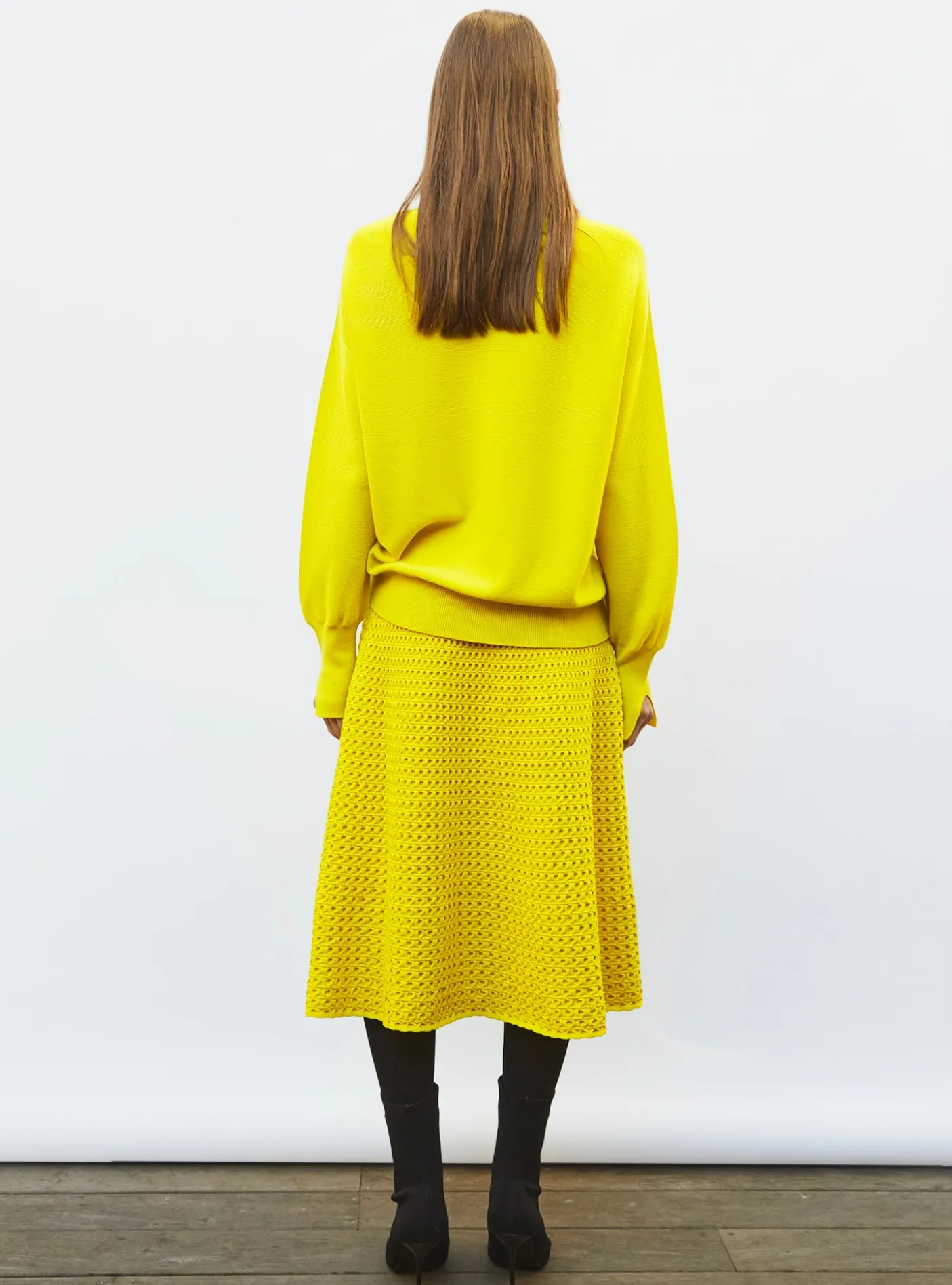 jupe midi maille smockée