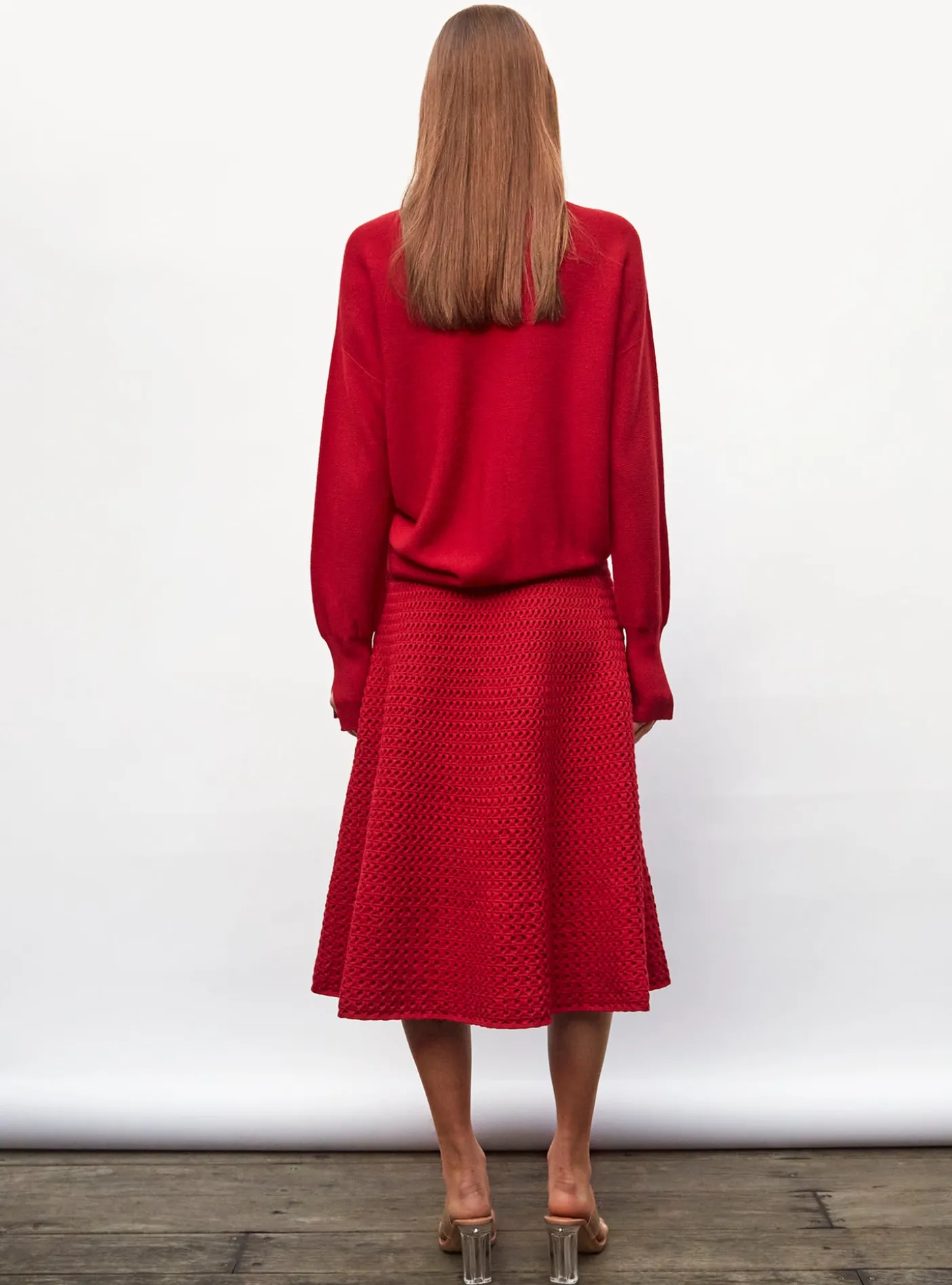 jupe midi maille smockée