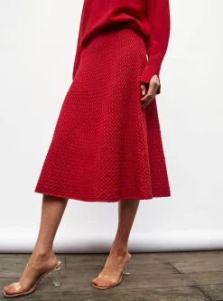jupe midi maille smockée