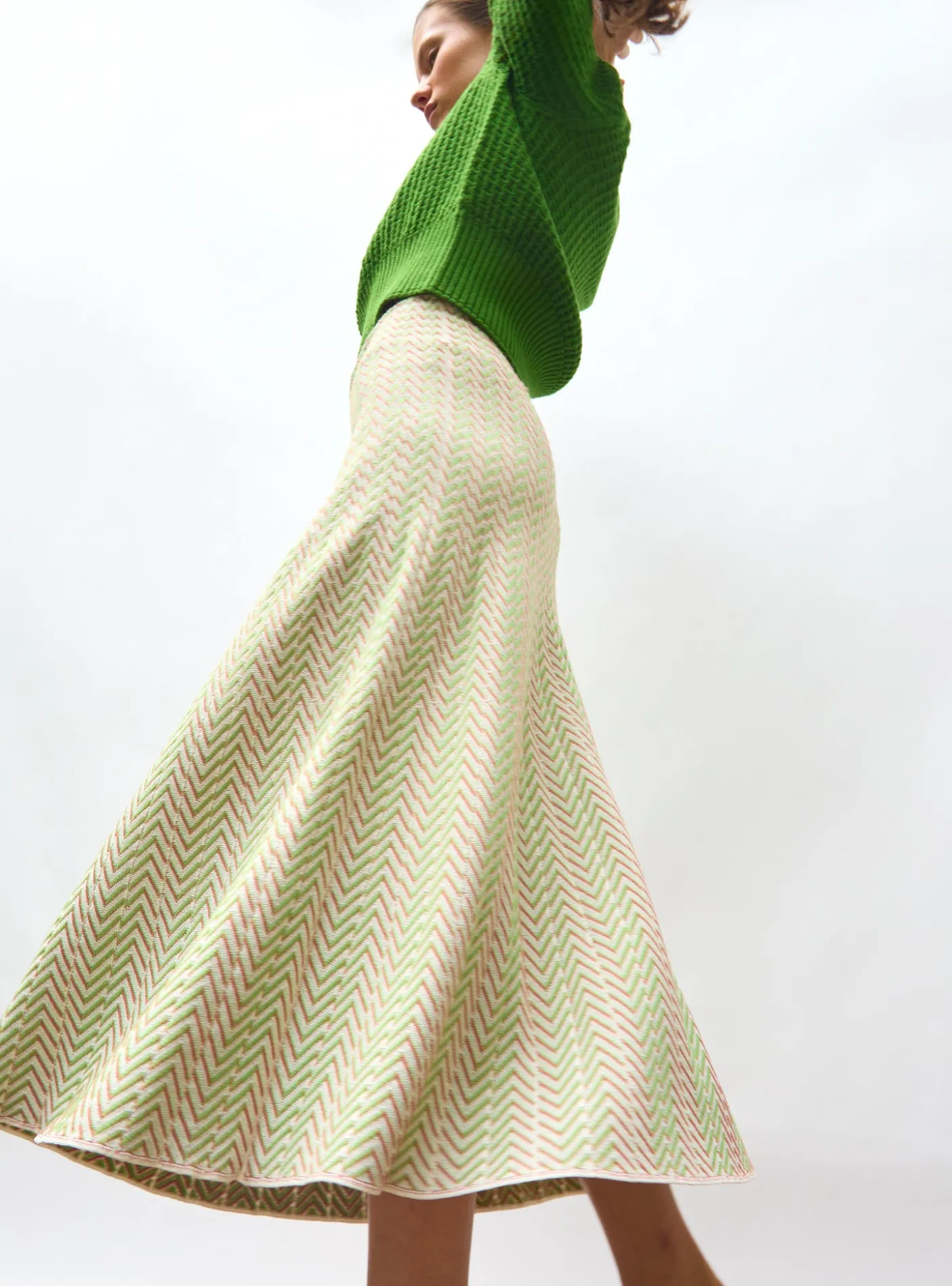 jupe réversible maille chevron