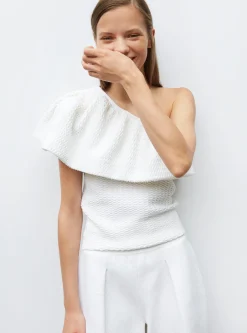 one shoulder en maille smockée