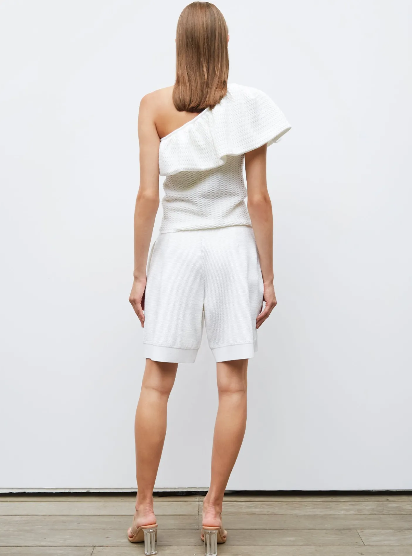 one shoulder en maille smockée