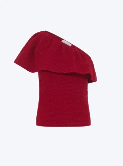 one shoulder en maille smockée