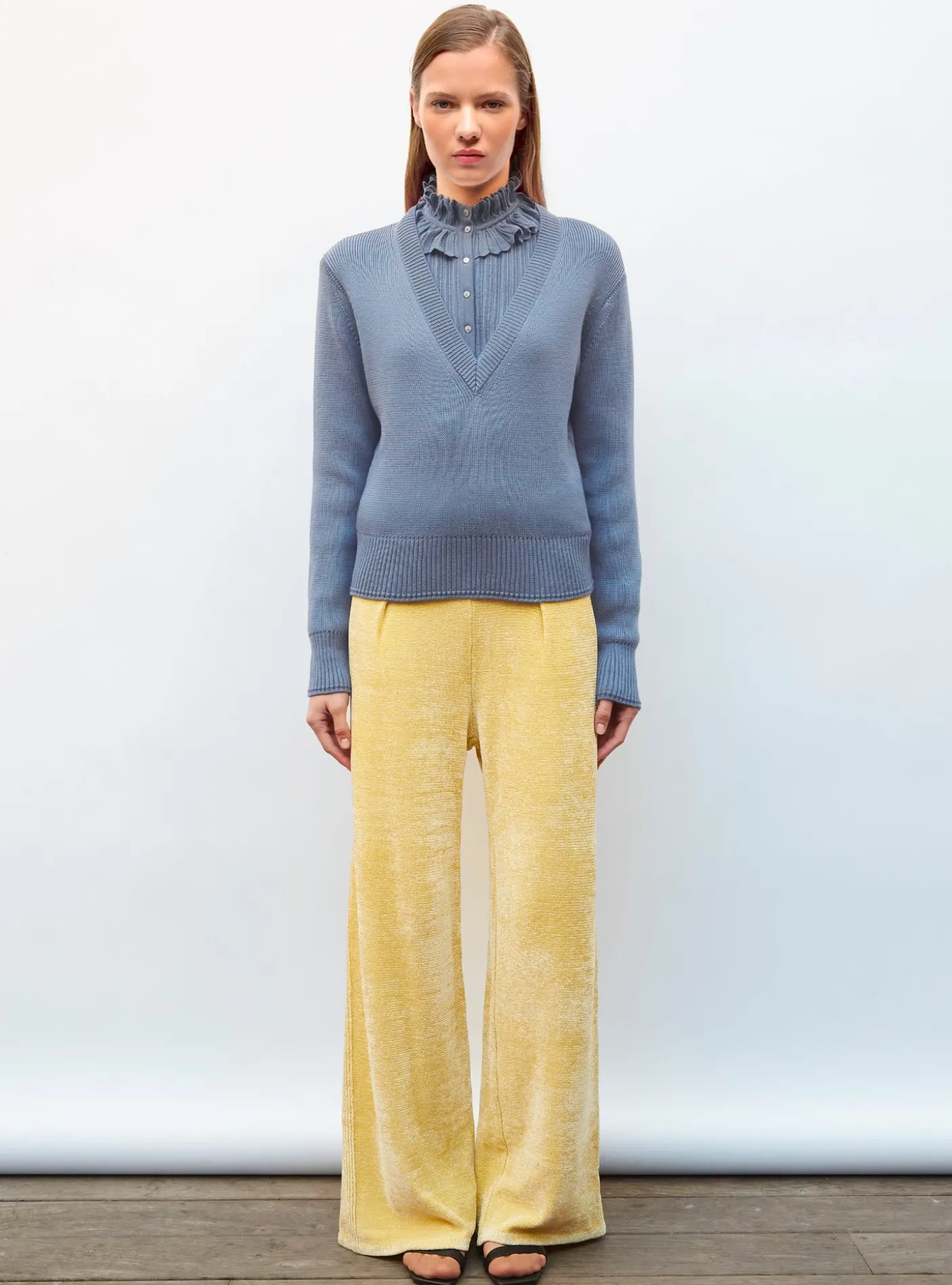 pantalon en maille velours