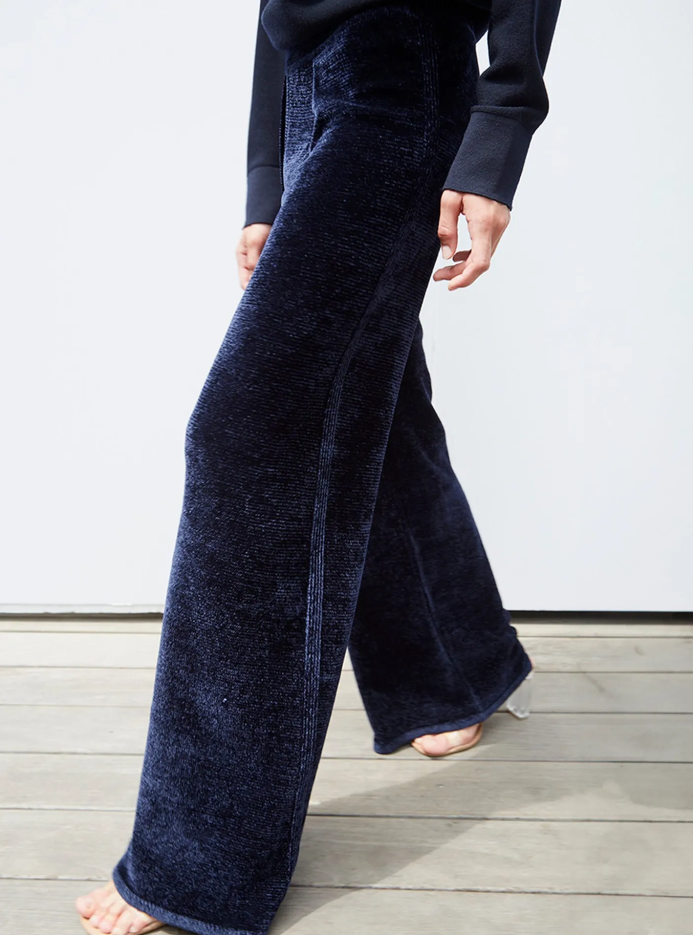 pantalon en maille velours