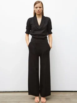 pantalon taille haute maille jersey