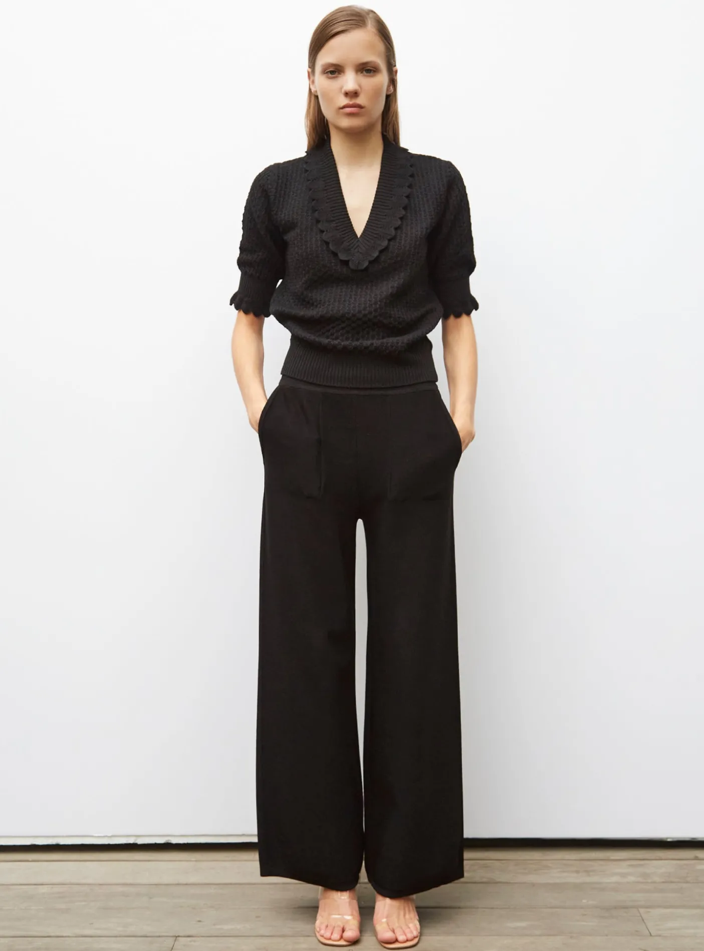 pantalon taille haute maille jersey