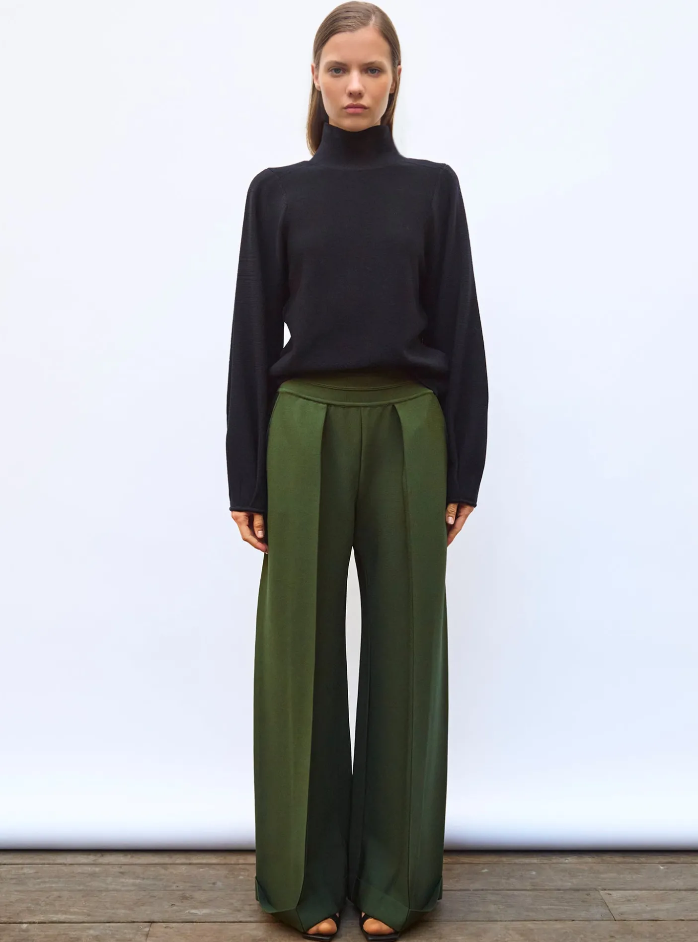 pantalon taille haute maille couture